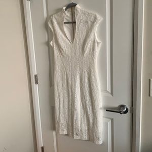 Alexia Admor white Lace Bodycon High Collar Dress Size 12
